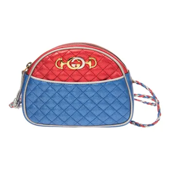 GUCCI Cow Leather Shoulder Bag Crossbody Bag Mini Women's Red/Blue/Silver