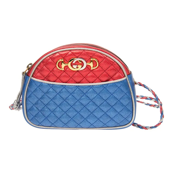 GUCCI Cow Leather Shoulder Bag Crossbody Bag Mini Women's Red/Blue/Silver-0