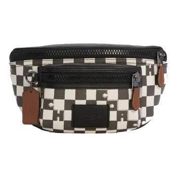 COACH Westway Canvas Leather Fanny Pack Crossbody Bag Sling Bag Medium Size Men's Black White