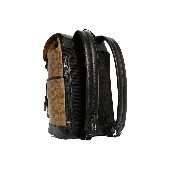 COACH Basquiat Collaboration Track Canvas Leather Backpack Medium Size Men's Black Brown Monogram-1