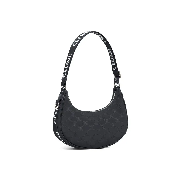 CELINE Cow Leather Handbag Shoulder Bag Handbag Shoulder Bag Medium Size Men's Black-3