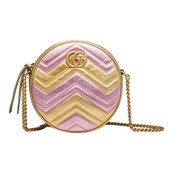 GUCCI MarmontGG Marmont Collection Leather Shoulder Bag Crossbody Bag Mini Women's Gold/Pink