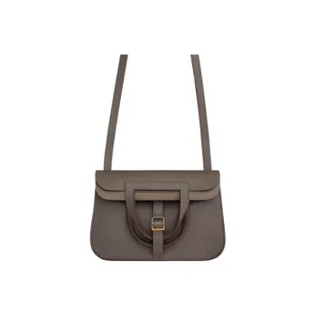 HERMES Halzan Evercolor Calfskin Horse Shoe Bag Handbag Shoulder Bag Crossbody Bag Women's 8F Gris Etain Tin Gray