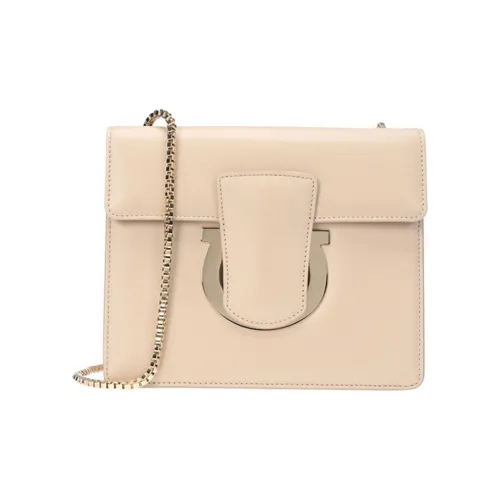 FERRAGAMO Cow Leather Shoulder Bag Women's Bone Beige