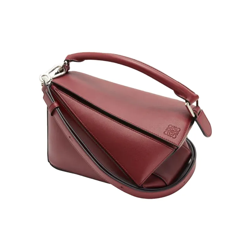 LOEWE Puzzle Calfskin Geometric Bag Puzzle Bag Shoulder Bag Crossbody Bag Handbag Small Size Women's Berry Red-4