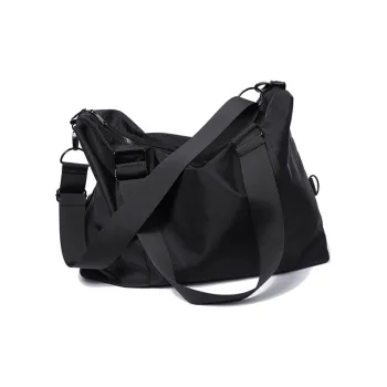 VAOPER Nylon Fabric Gym Bag Travel Bag Shoulder Bag Crossbody Bag Regular Men's Black