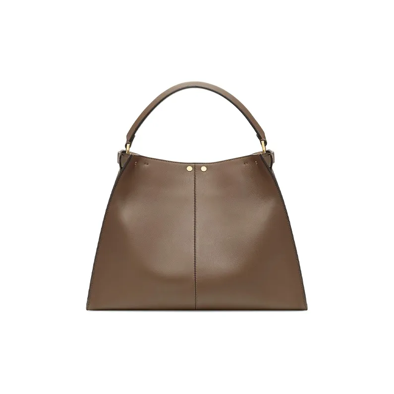 FENDI Peekaboo Cowhide Leather Handbag Large Size Women's Brown-3