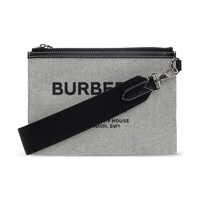 Burberry Cotton Messenger Bag Shoulder Bag Crossbody Bag Men's Gray/Black-0