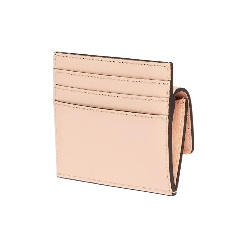 FENDI Calfskin Card Holder, Wallet Women's Light Pink Red-5
