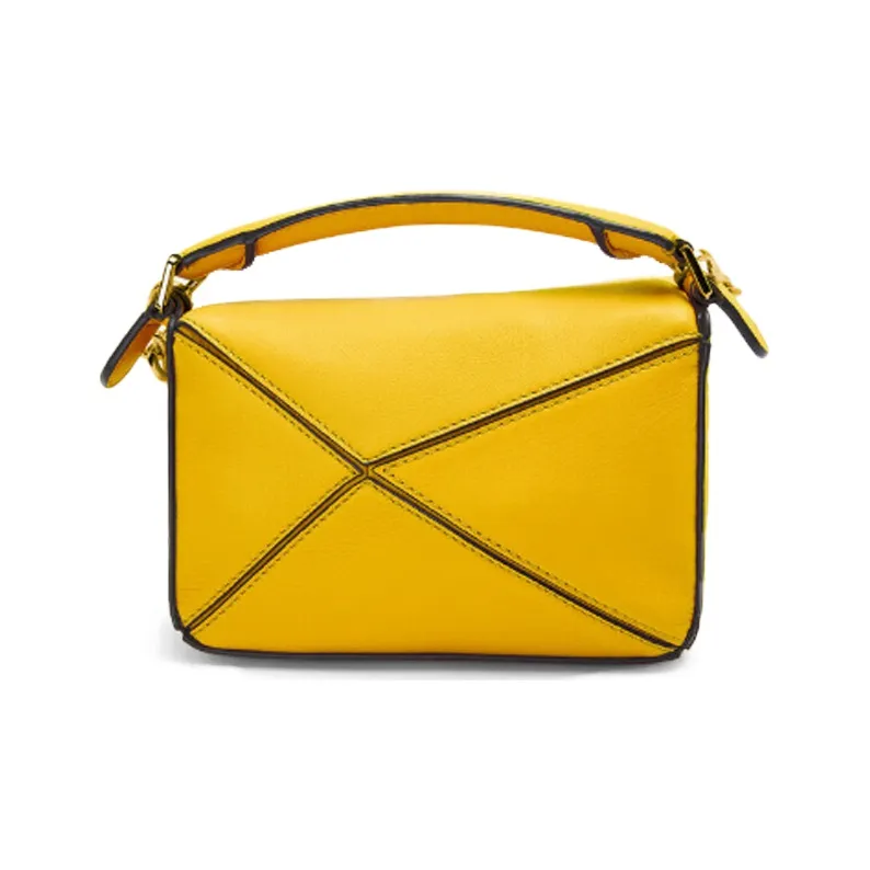 LOEWE Classic Calfskin Puzzle Bag Handbag Shoulder Bag Crossbody Bag Small Size Women's Yellow-2