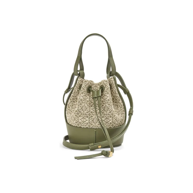LOEWE Balloon Calfskin Canvas Crossbody Handbag Shoulder Bag Mini Women's Green-0