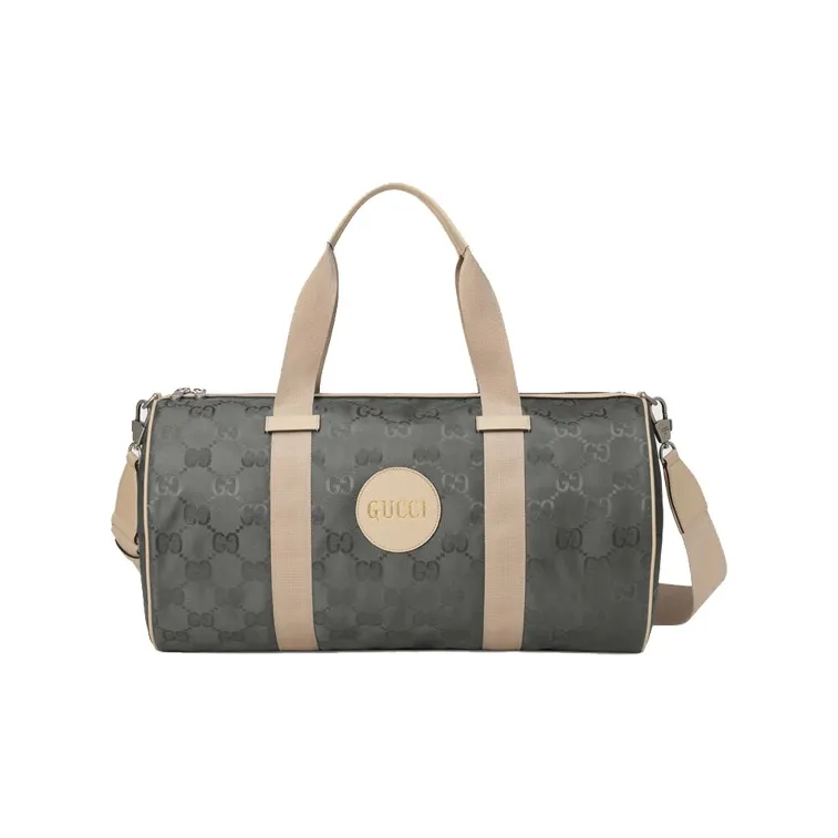 GUCCI Off The Grid Nylon With Leather Cylinder Bag Handbag Shoulder Bag Crossbody Bag Travel Bag Unisex Dark Gray/Beige-0