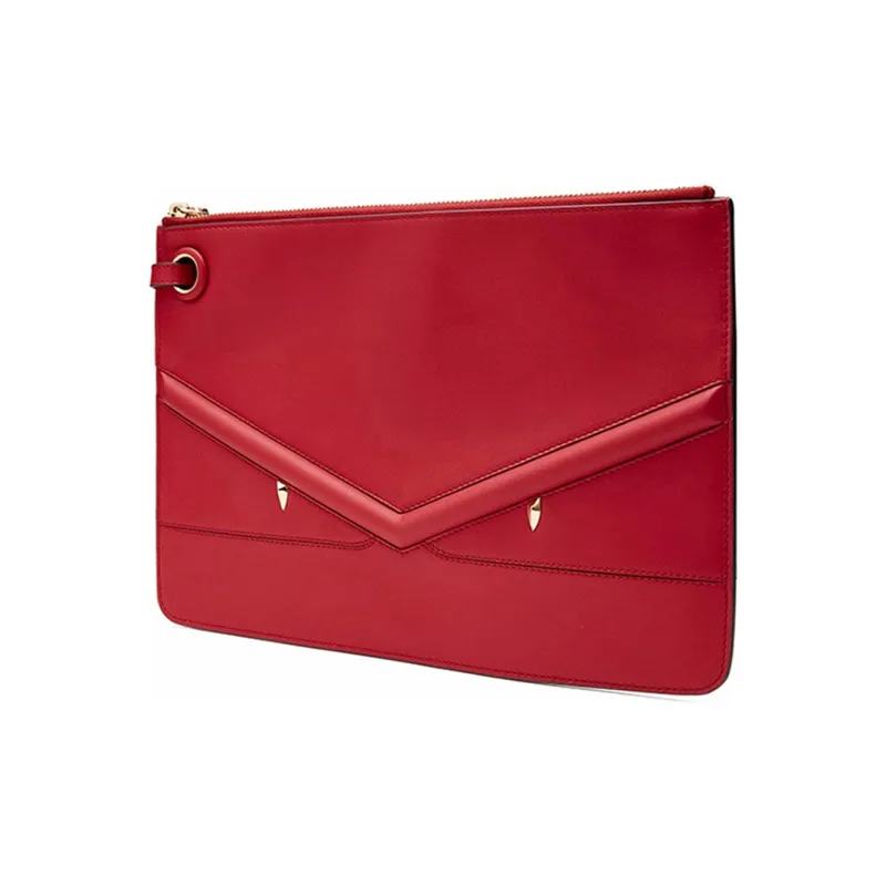 FENDI Cow Leather Clutch Women's Red-1