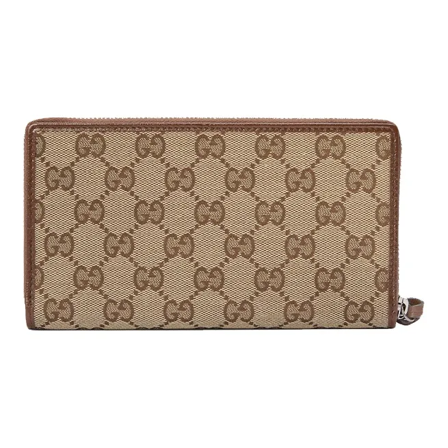 GUCCI Balenciaga Collaboration Canvas With Leather Wallet Unisex Ebony/Brown-2