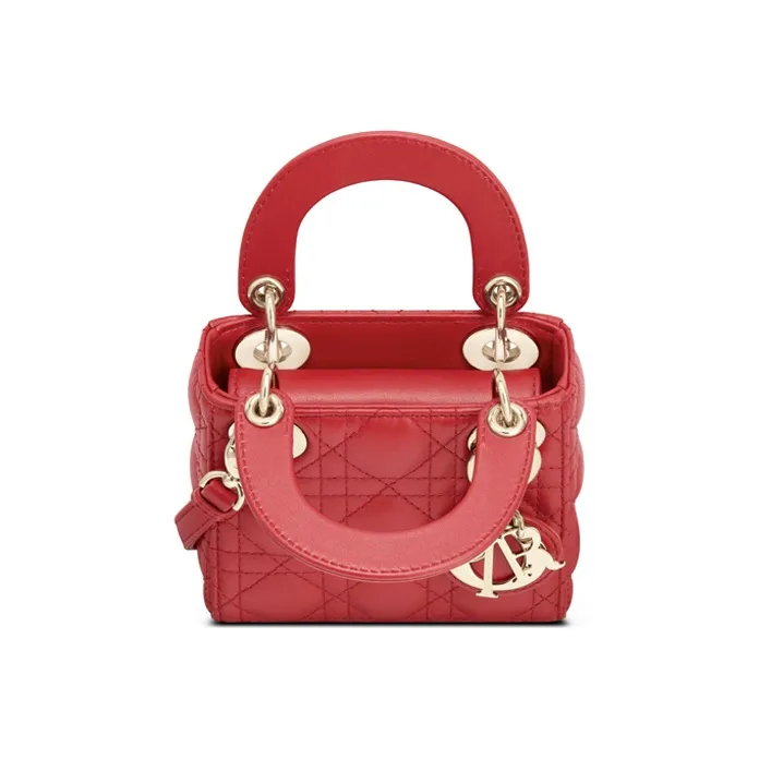 DIOR Lady Dior Sheepskin Dior Bag Shoulder Bag Crossbody Bag Handbag Extra Mini Women's Red-2