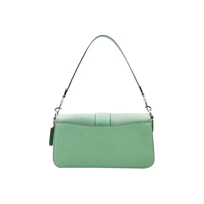 COACH Georgie Leather Saddle Bag, One Shoulder Handbag, Bacchus Bag, Shoulder Bag, Crossbody Bag Trumpets Women's Green-1