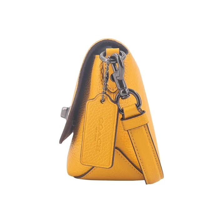 COACH Leather Shoulder Bag, Crossbody Bag Trumpets Women's Yellow-2