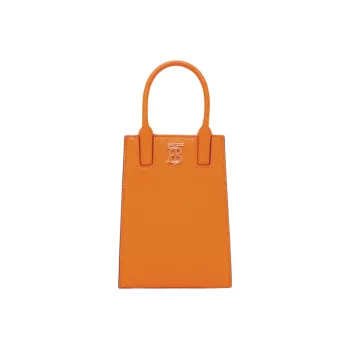 Burberry Monogram Cow Leather Tote Bag Shopping Bag One Shoulder Crossbody Handheld Handbag Extra Small Women's Orange
