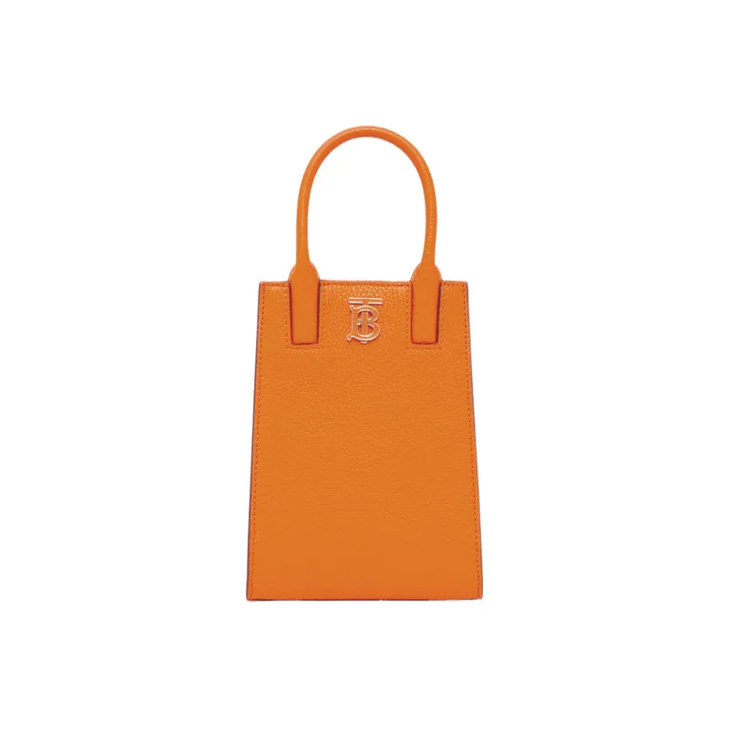 Burberry Monogram Cow Leather Tote Bag Shopping Bag One Shoulder Crossbody Handheld Handbag Extra Small Women's Orange-0