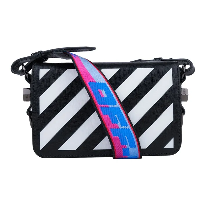 OFF-WHITE Diag Mini Flap Shoulder Bag 'Black/White'-0