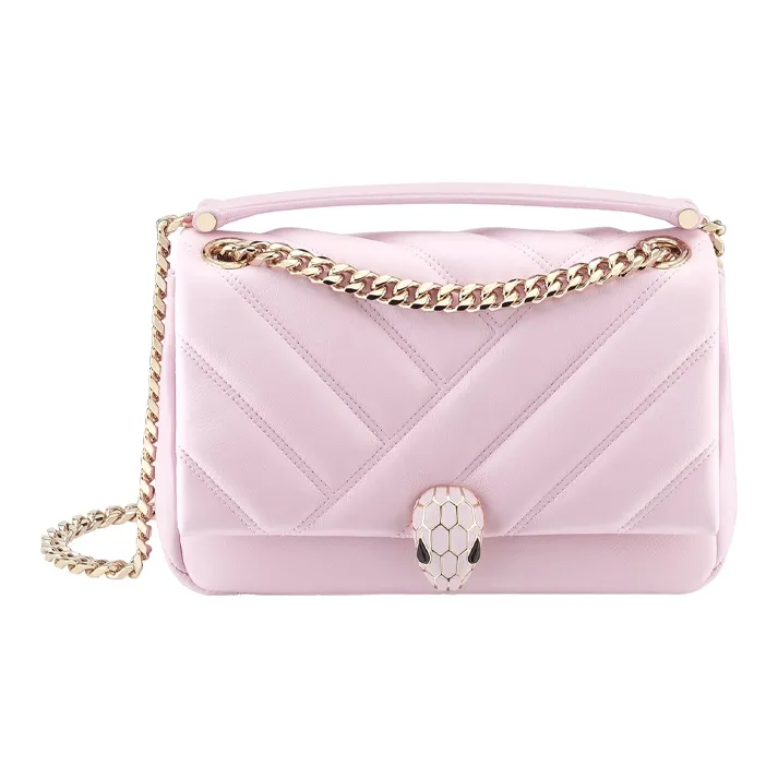 BVLGARI Lambskin Shoulder Bag Trumpets Women's Pink-0