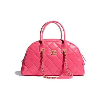 CHANEL Calfskin Bowling Bag, Handbag, Shoulder Bag, Crossbody Bag Women's Pink