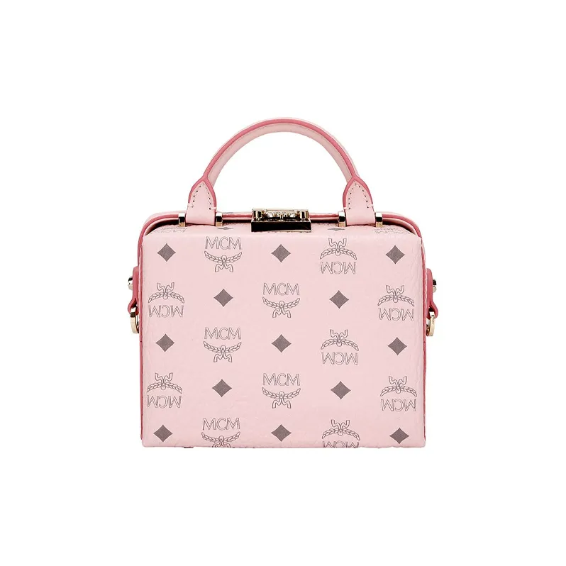 MCM Soft Berlin Visetos Polyester Shoulder Bag Small Size Women's Pink-2