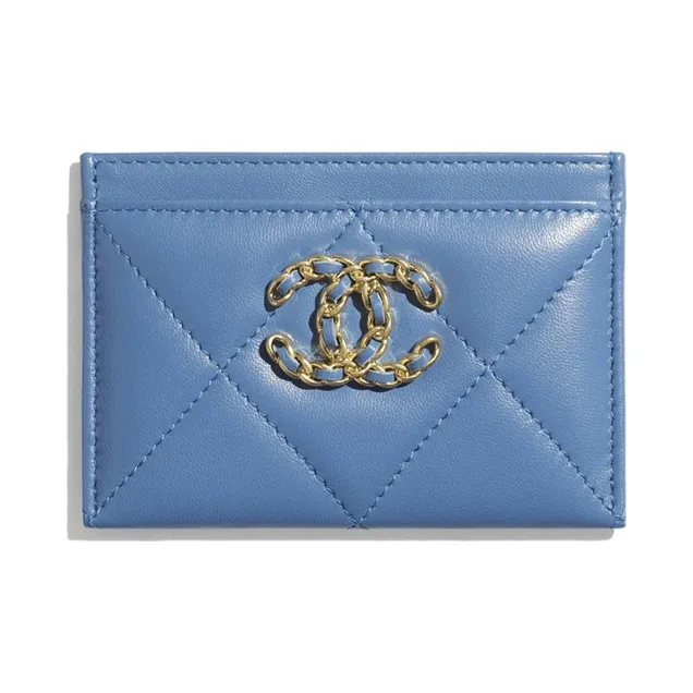 CHANEL 19Bag Lambskin Card Holder Card Holder Women's Blue-0