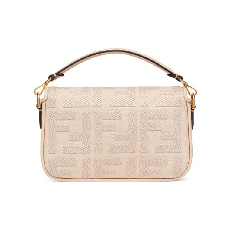 FENDI Baguette Cotton Shoulder Bag Crossbody Bag Handbag Mini Women's Pink-2