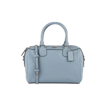 COACH Bennett Leather Boston Bag, Handbag, Crossbody Bag Mini Women's Haze Blue