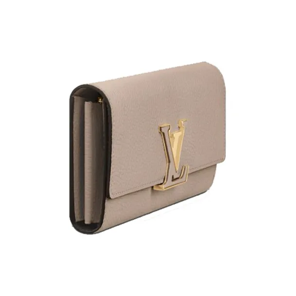 LOUIS VUITTON Capucines Cow Leather Wallet Regular Women's Beige-1