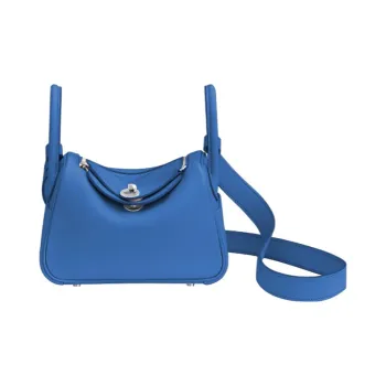 HERMES Lindy Swift Calfskin Shoulder Bag, Crossbody Bag, Handbag Mini Women's 71 Bleu France French Blue