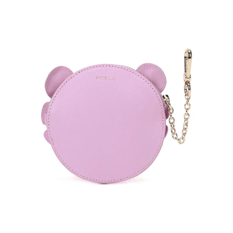 Furla Charm Leather Coin Purse Small Size Women's Purple-1