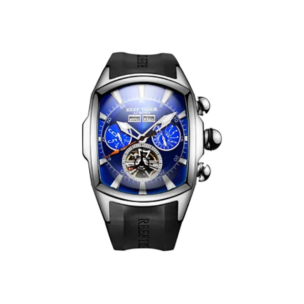 REEF TIGER Aurora Collection Tank II Automatic Mechanical Movement Watch Men's Watches Blue Dial-0