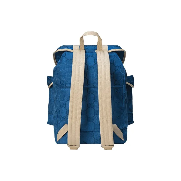 GUCCI Off The Grid Nylon With Leather Backpack Unisex Blue/Beige-3