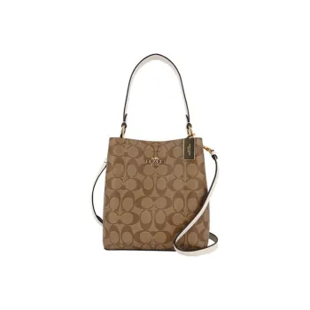 COACH Town Canvas With Leather Bucket Bag Handbag Shoulder Bag Crossbody Bag Women's Brown Monogram
