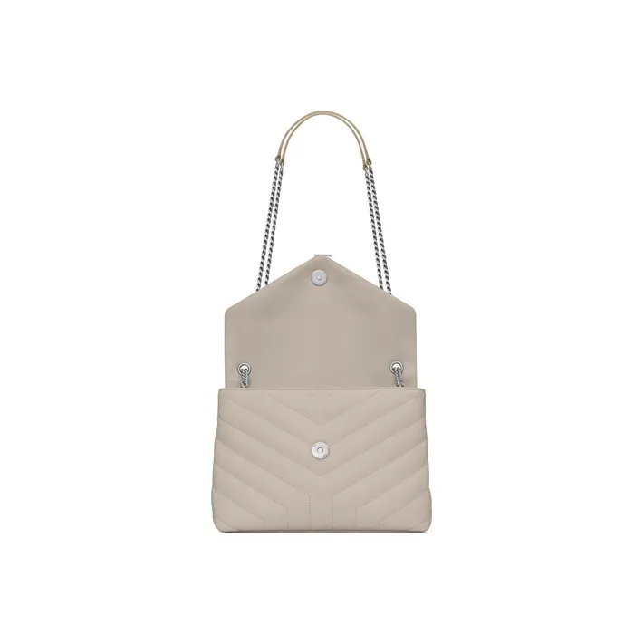 SAINT LAURENT LOULOU Quilted Leather Crossbody Bag, Shoulder Bag Women's Vintage White-2