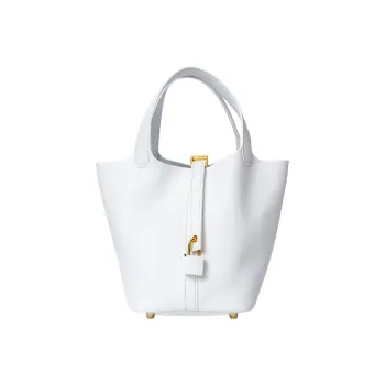 HERMES Picotin Lock Clemence Bullock Leather Basket Bag Handbag 18 Women's 01 Blanc Pure White