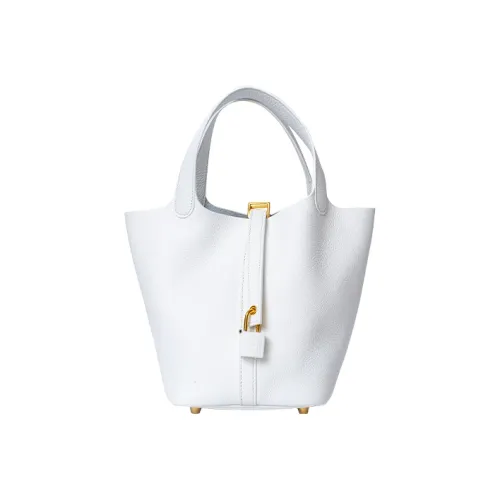 HERMES Picotin Lock Clemence Bullock Leather Basket Bag Handbag 18 Women's 01 Blanc Pure White