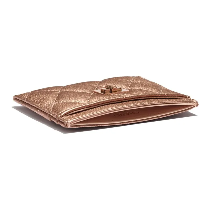 CHANEL 2.55 Cow Leather Card Holder Women's Red Copper-3