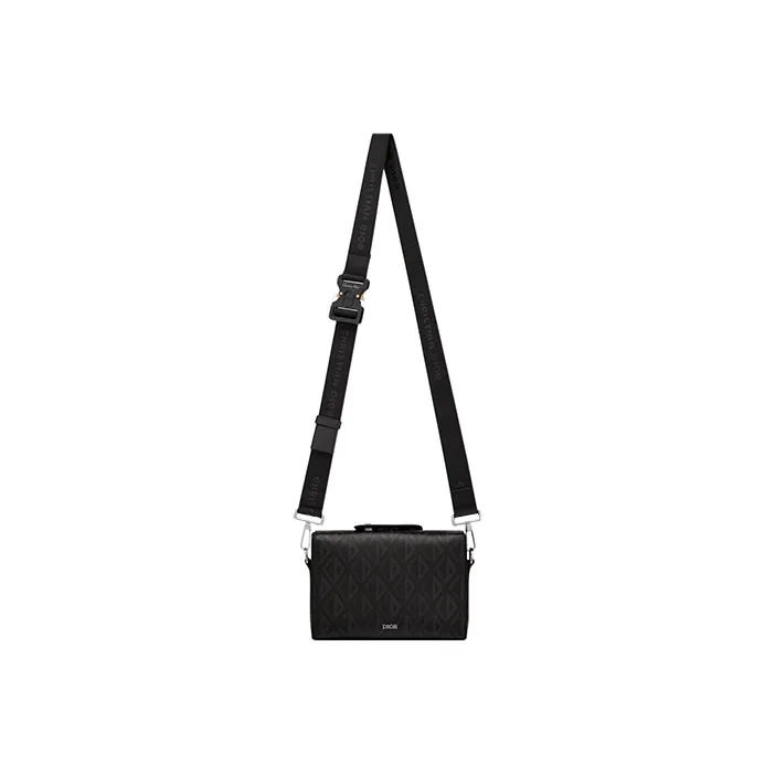 DIOR Smooth Cow Leather Messenger Bag Handbag Shoulder Bag Crossbody Bag Small Size Men's Black-1