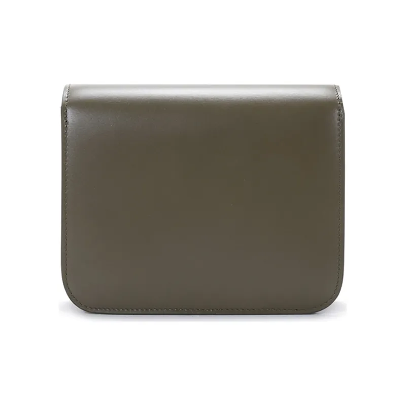 CELINE Polished Cow Leather Square Bag Crossbody Bag Shoulder Bag Small Size Women's Candy Color Dark Olive Green-3