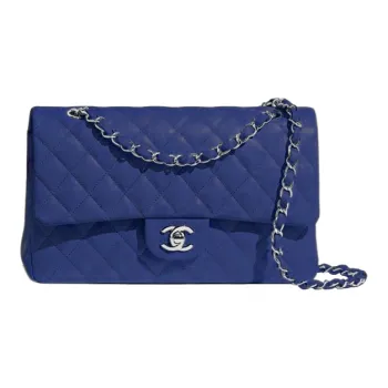 CHANEL Classic Flap CF Cow Leather Flap Bag Handbag, Shoulder Bag, Crossbody Bag Women's Electric Glow Blue