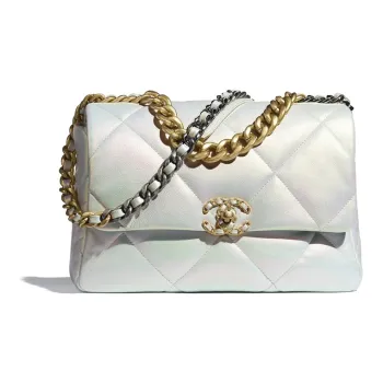 CHANEL Calfskin Metal Portable One Shoulder Backpack Crossbody Bag Large Size Women's Iridescent Color