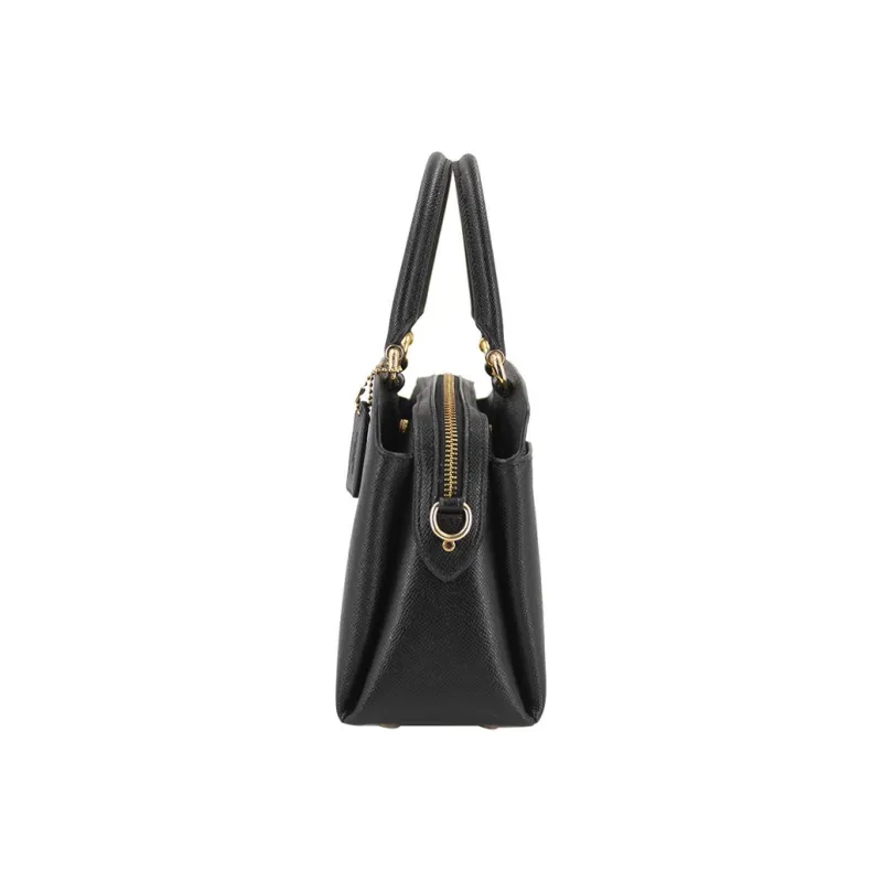 COACH Lillie Cross Stitch Leather Laptop Bags Briefcase Shoulder Bag Crossbody Bag Handbag Small Size Women's Black-3