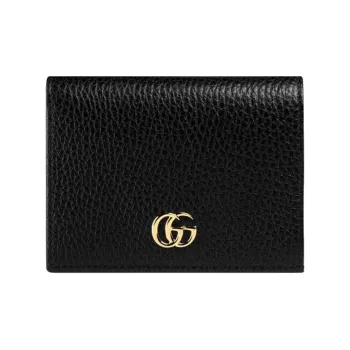 GUCCI GG Marmont Leather Wallets Card Holders Women's Black