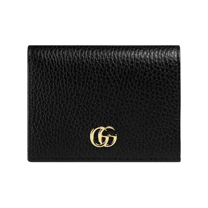 GUCCI GG Marmont Leather Wallets Card Holders Women's Black-0
