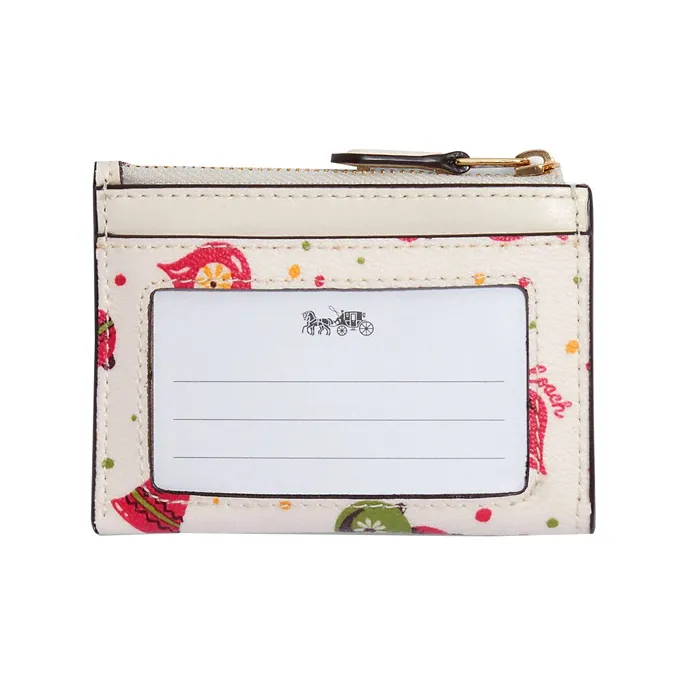 COACH Mini Id Skinny Leather Coin Purse Mini Women's White-3