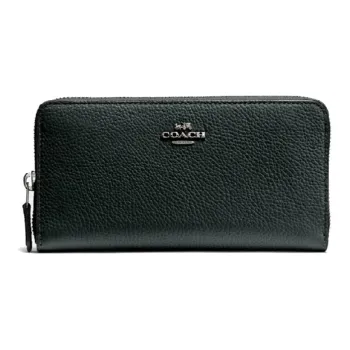 COACH Leather Clutches Wallet Regular Unisex Dark Ink Green