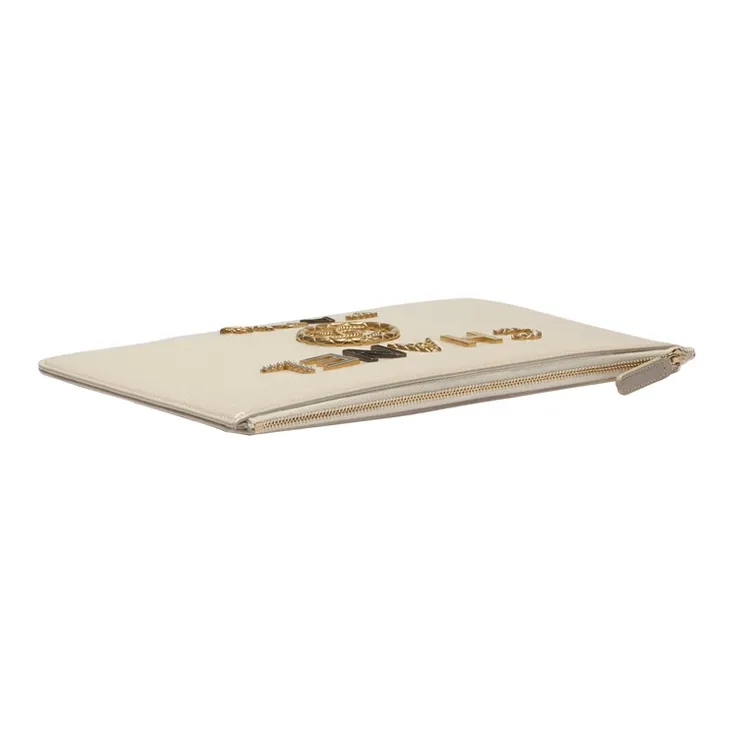 CHANEL Calfskin Pouch Clutch Women's Ivory-3